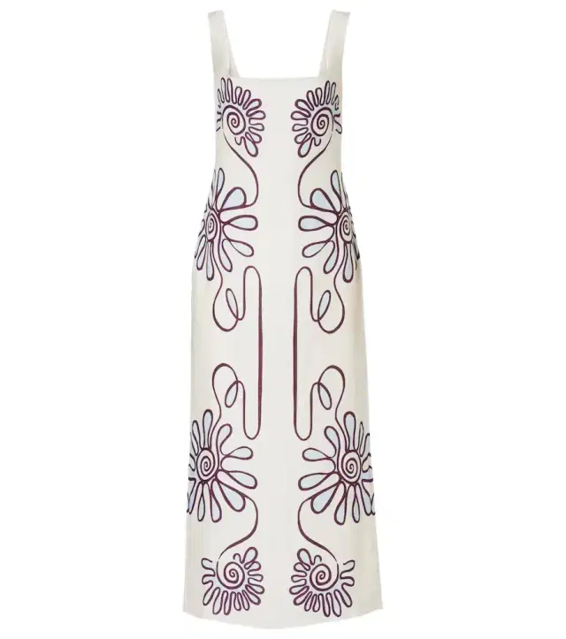 Amaranta printed linen midi dress