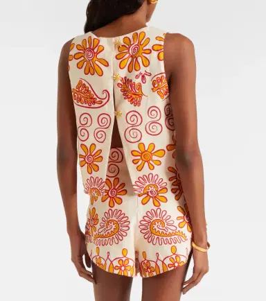 Cala de la Cruz Avelino printed linen top | Thumbnail 3