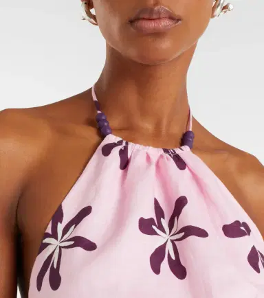 Cala de la Cruz Lodi floral halterneck linen crop top | Thumbnail 4