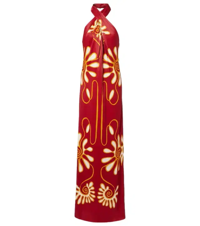 Oliviera printed halterneck maxi dress