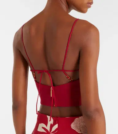 Cala de la Cruz Imperia cutout linen crop top | Thumbnail 2