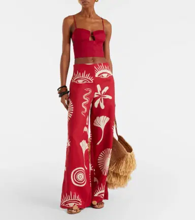Cala de la Cruz Imperia cutout linen crop top | Thumbnail 5