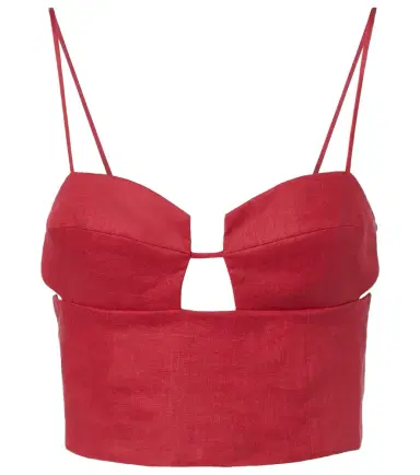 Cala de la Cruz Imperia cutout linen crop top | Thumbnail 1