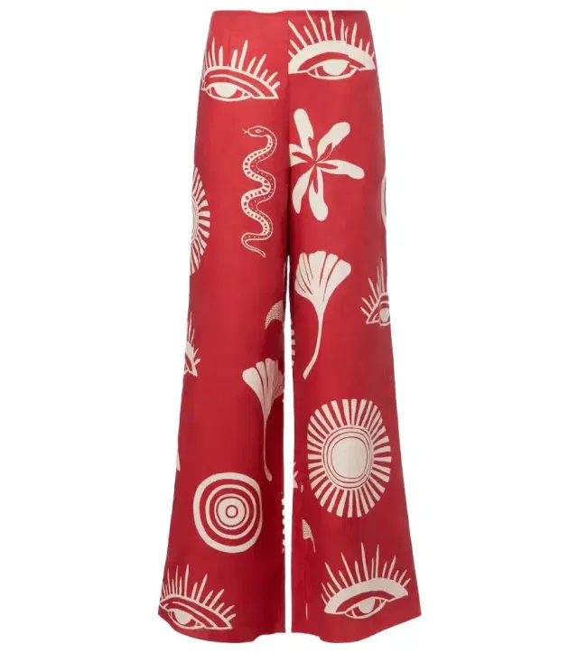 Toya printed linen wide-leg pants