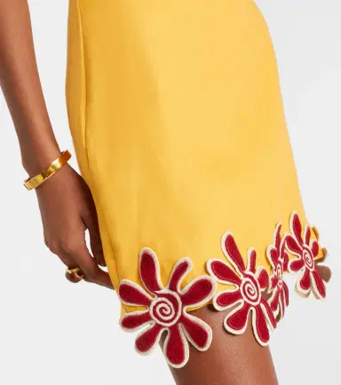 Cala de la Cruz Veneta floral-appliqué linen minidress | Thumbnail 5