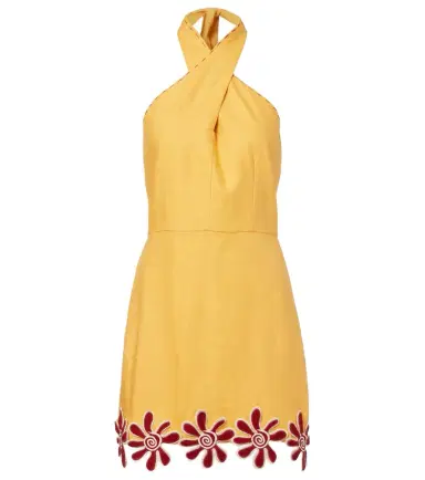 Cala de la Cruz Veneta floral-appliqué linen minidress | Thumbnail 1