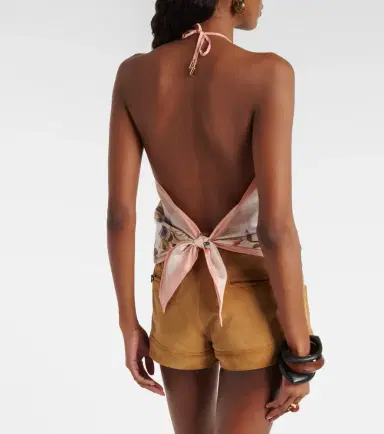 Etro Floral halterneck open-back silk top | Thumbnail 5