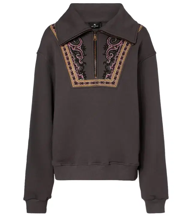 Etro Printed cotton half-zip sweatshirt