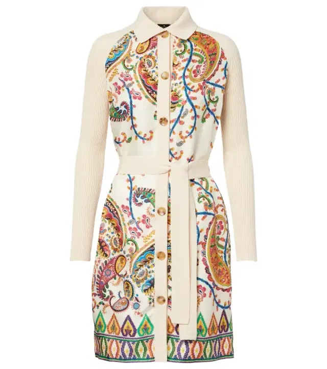 Etro Paisley belted cotton and silk cardigan