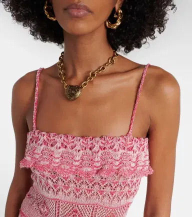 Etro Crochet ruffled cotton minidress | Thumbnail 4