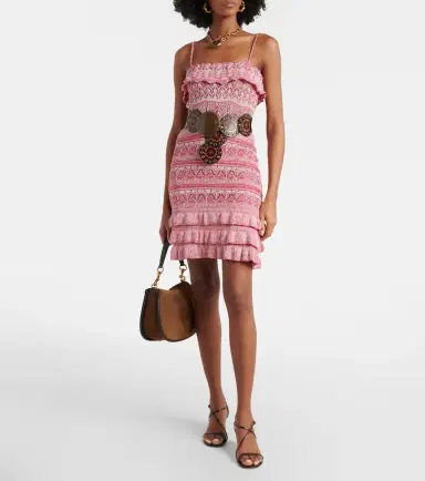 Etro Crochet ruffled cotton minidress | Thumbnail 5