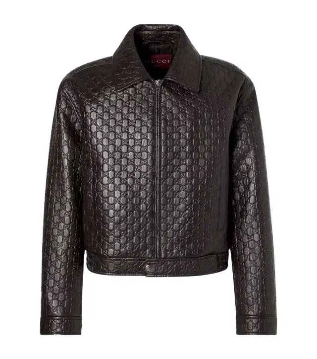 GG debossed leather blouson jacket