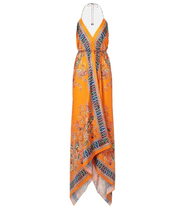 Etro Paisley asymmetric open-back maxi dress
