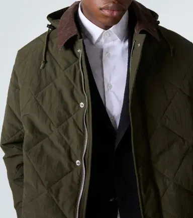 Comme des Garcons Homme Comme des Garçons Homme Corduroy-trimmed quilted hooded jacket | Thumbnail 4