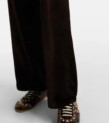 Frame Le Slim Palazzo cotton-blend velvet wide-leg pants | Thumbnail 4