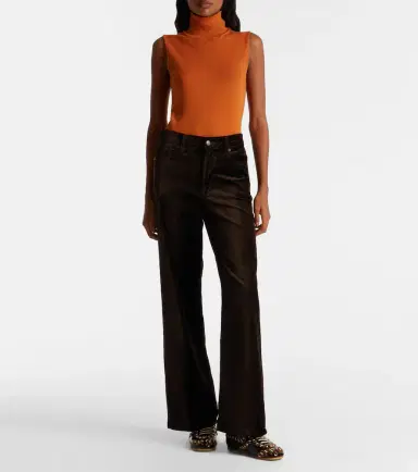 Frame Le Slim Palazzo cotton-blend velvet wide-leg pants | Thumbnail 7