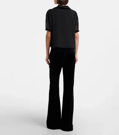 Frame Sailor velvet-trimmed silk blouse | Thumbnail 4 Frame Sailor velvet-trimmed silk blouse | Thumbnail 4