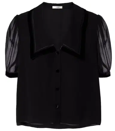 Frame Sailor velvet-trimmed silk blouse | Thumbnail 1 Frame Sailor velvet-trimmed silk blouse | Thumbnail 1