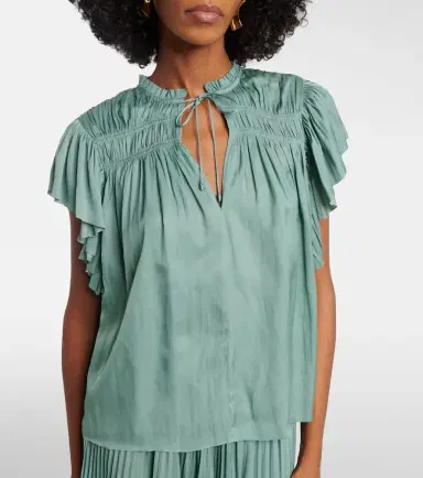 Ulla Johnson Agosta plissé satin top | Thumbnail 2