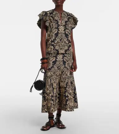 Ulla Johnson Clarisse printed cotton poplin midi skirt | Thumbnail 5