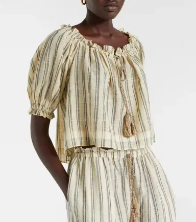 Ulla Johnson Paros striped cropped cotton top | Thumbnail 3