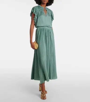 Ulla Johnson Lulu satin plissé maxi skirt | Thumbnail 5