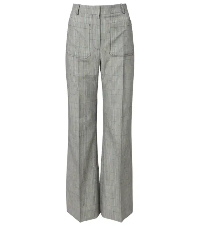 Victoria Beckham Checked virgin wool flared pants