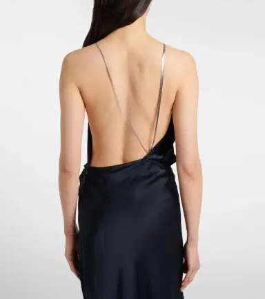 Victoria Beckham Chain-detail draped crêpe satin gown | Thumbnail 2