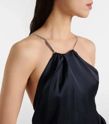 Victoria Beckham Chain-detail draped crêpe satin gown | Thumbnail 4