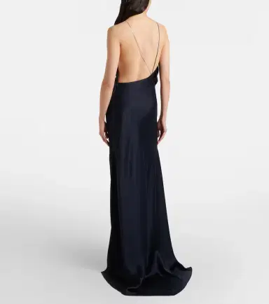 Victoria Beckham Chain-detail draped crêpe satin gown | Thumbnail 5