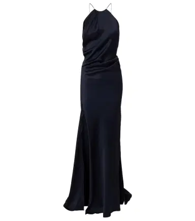 Victoria Beckham Chain-detail draped crêpe satin gown | Thumbnail 1