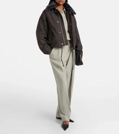 Victoria Beckham Shearling-trimmed suede blouson jacket | Thumbnail 3 Victoria Beckham Shearling-trimmed suede blouson jacket | Thumbnail 3