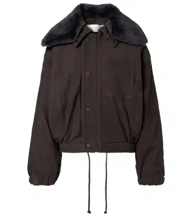 Victoria Beckham Shearling-trimmed suede blouson jacket | Thumbnail 1 Victoria Beckham Shearling-trimmed suede blouson jacket | Thumbnail 1