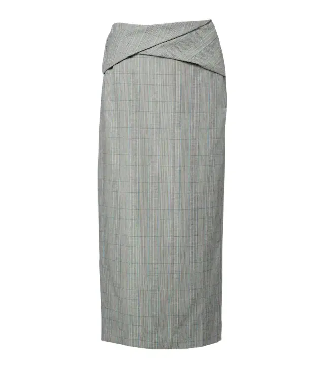 Victoria Beckham Checked virgin wool midi skirt
