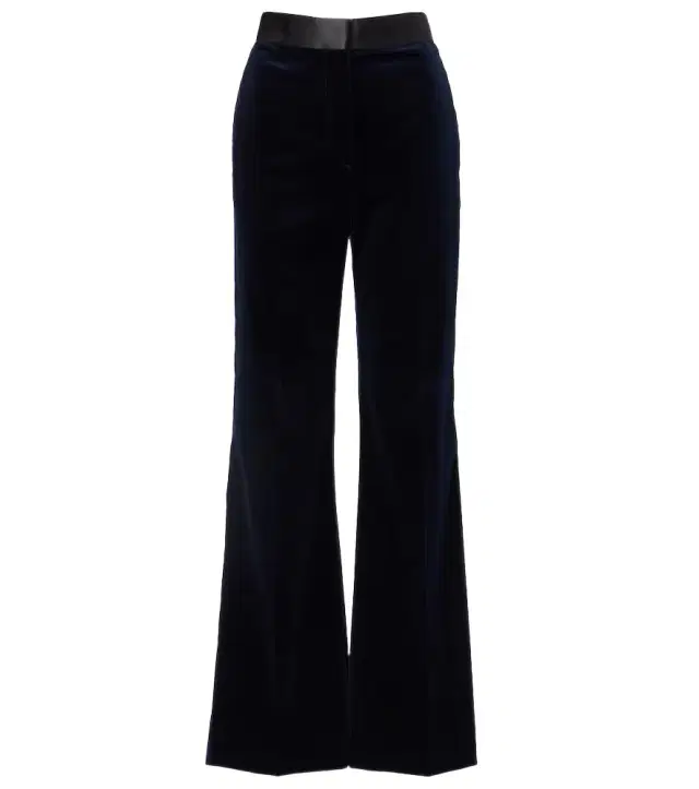 Victoria Beckham Satin-trimmed velvet wide-leg pants
