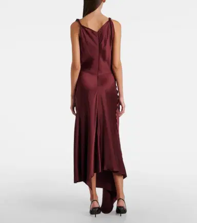 Victoria Beckham Asymmetric draped satin midi dress | Thumbnail 4 Victoria Beckham Asymmetric draped satin midi dress | Thumbnail 4