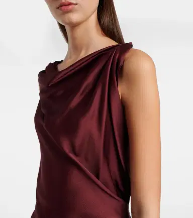 Victoria Beckham Asymmetric draped satin midi dress | Thumbnail 5 Victoria Beckham Asymmetric draped satin midi dress | Thumbnail 5