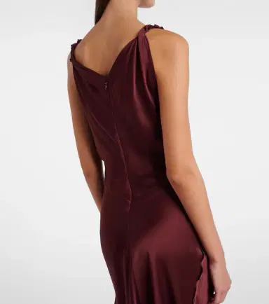 Victoria Beckham Asymmetric draped satin midi dress | Thumbnail 6 Victoria Beckham Asymmetric draped satin midi dress | Thumbnail 6