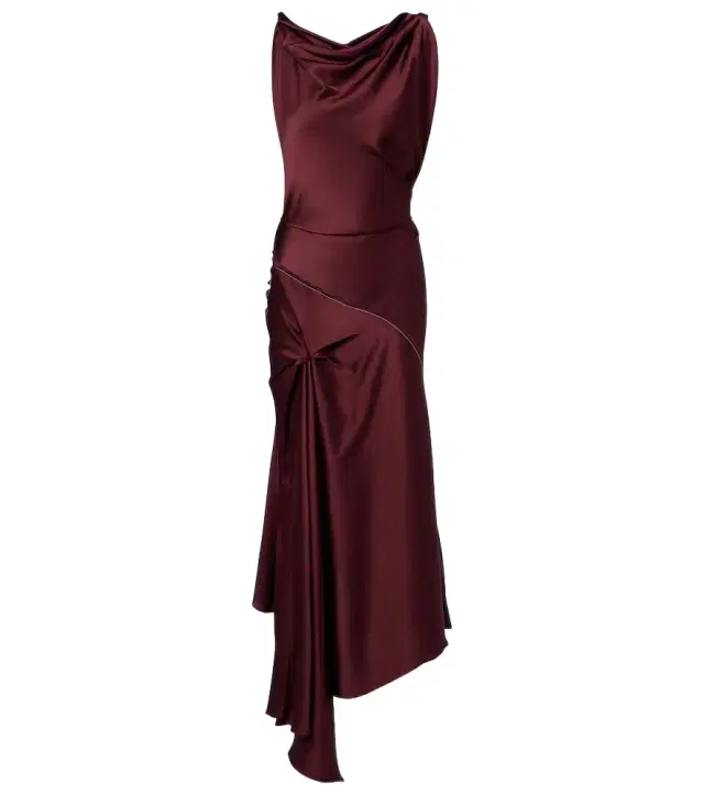 Victoria Beckham Asymmetric draped satin midi dress