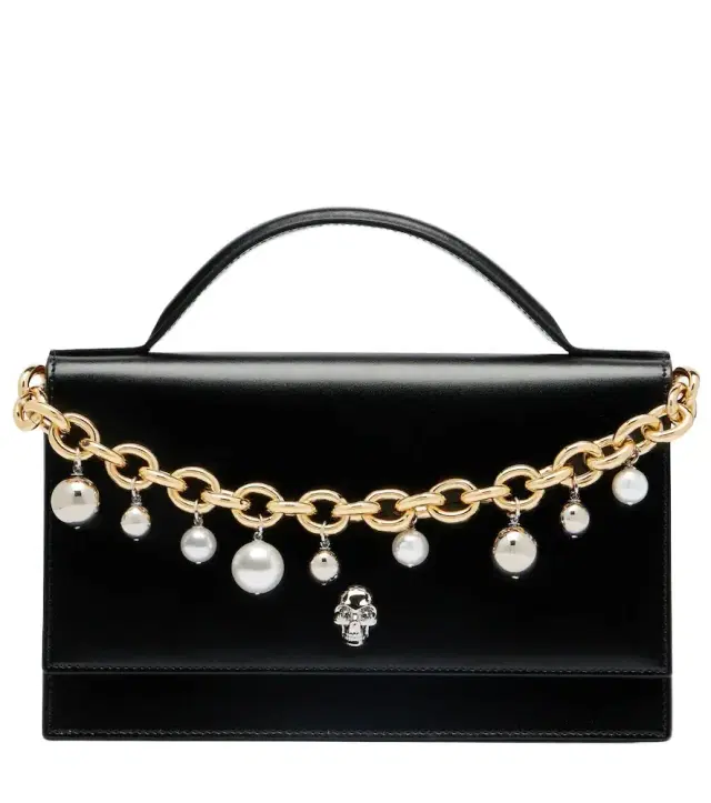 Skull Small embellished leather tote bag