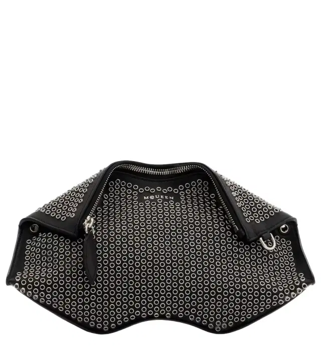 McQueen Manta embellished leather clutch