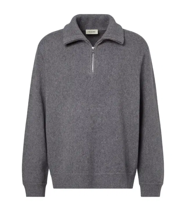 Wool and cotton half-zip sweater