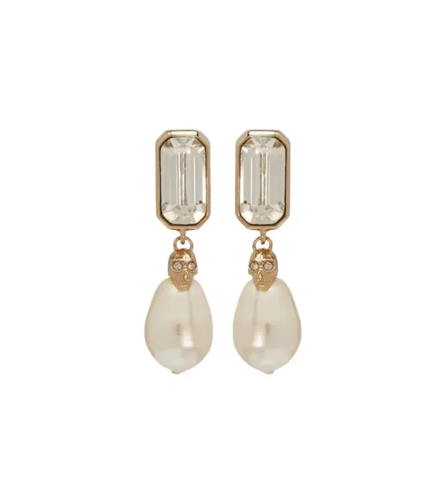 McQueen Skull embellished drop earrings
