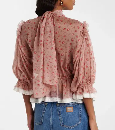 Dolce & Gabbana Floral silk and cotton chiffon blouse | Thumbnail 3 Dolce & Gabbana Floral silk and cotton chiffon blouse | Thumbnail 3