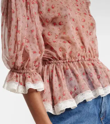 Dolce & Gabbana Floral silk and cotton chiffon blouse | Thumbnail 4 Dolce & Gabbana Floral silk and cotton chiffon blouse | Thumbnail 4