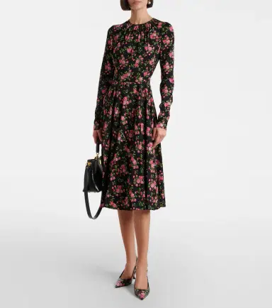 Dolce & Gabbana Floral silk-blend midi dress | Thumbnail 3