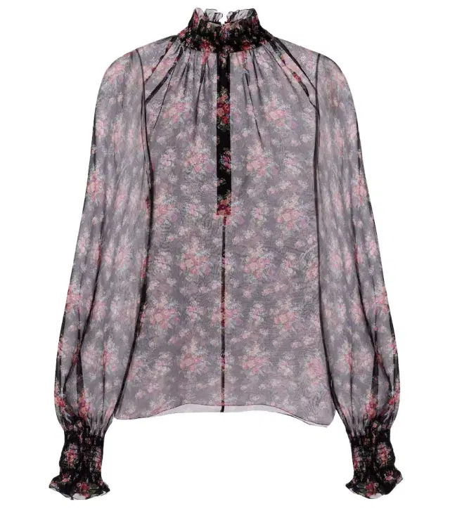 Dolce & Gabbana Floral ruffled sheer silk blouse