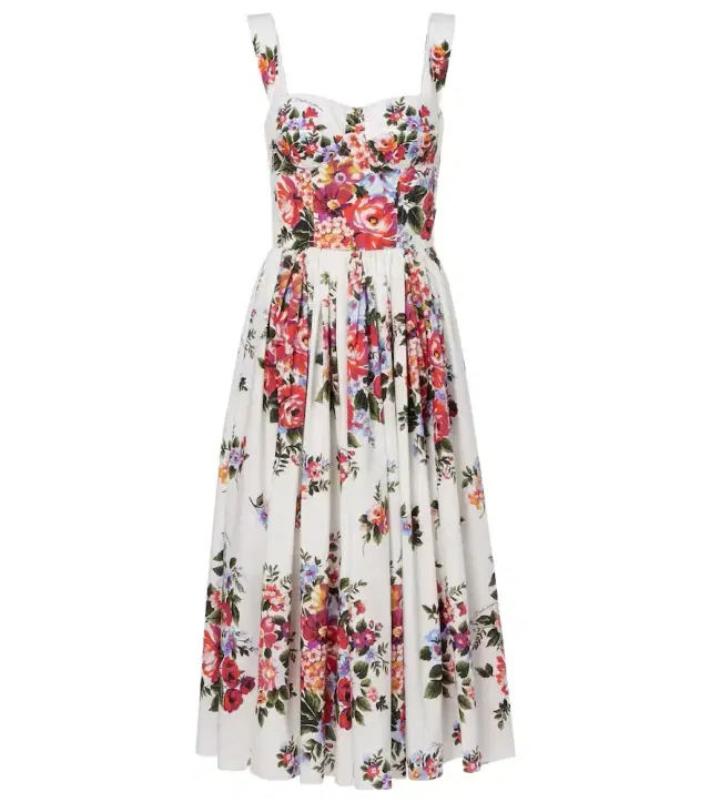 Floral cotton bustier dress