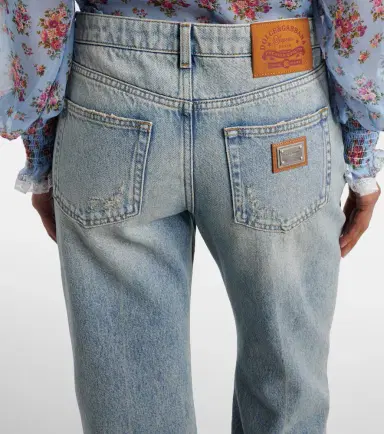Dolce & Gabbana Leather-trimmed straight jeans | Thumbnail 2 Dolce & Gabbana Leather-trimmed straight jeans | Thumbnail 2