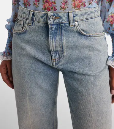 Dolce & Gabbana Leather-trimmed straight jeans | Thumbnail 3 Dolce & Gabbana Leather-trimmed straight jeans | Thumbnail 3
